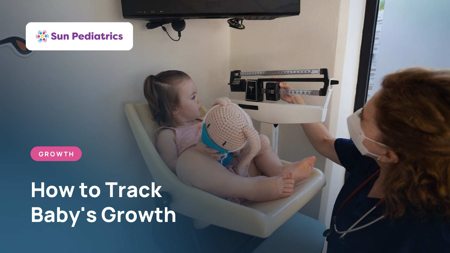 Nurse weighing a baby on a scale at a well visit, guide to growth charts, percentiles and weight gain by age
