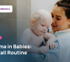Parent applying moisturizer to a baby's skin after a bath as part of an eczema care routine, Georgia pediatrician guide
